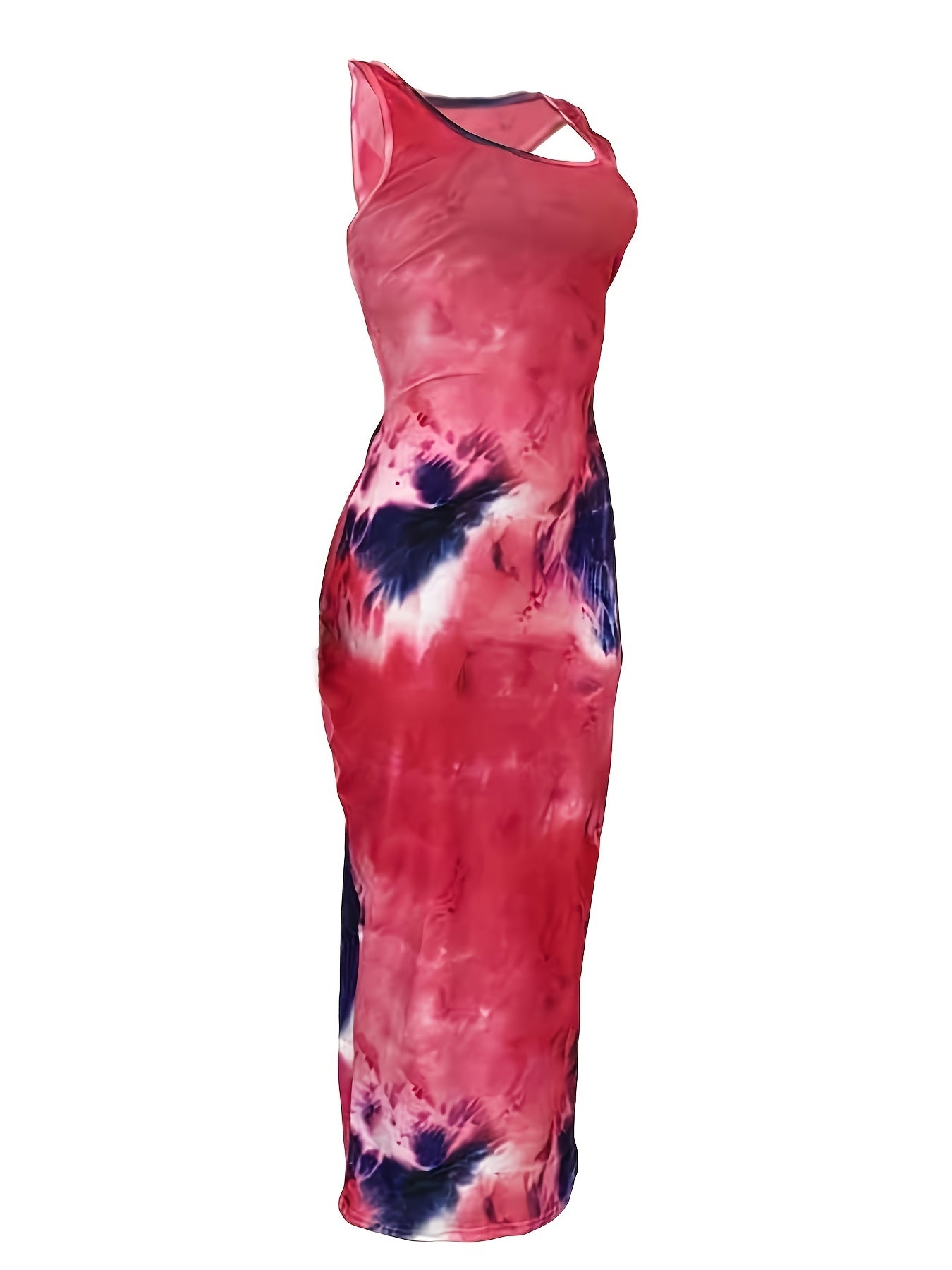Tie Dye Print Maxi Dress Backless Bodycon Sleeveless