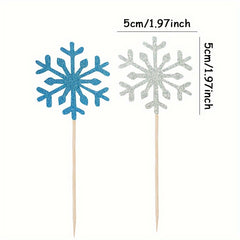 10pcs Snowflake Cake Topper Cupcake Toppers for Christmas Wedding Party Decor