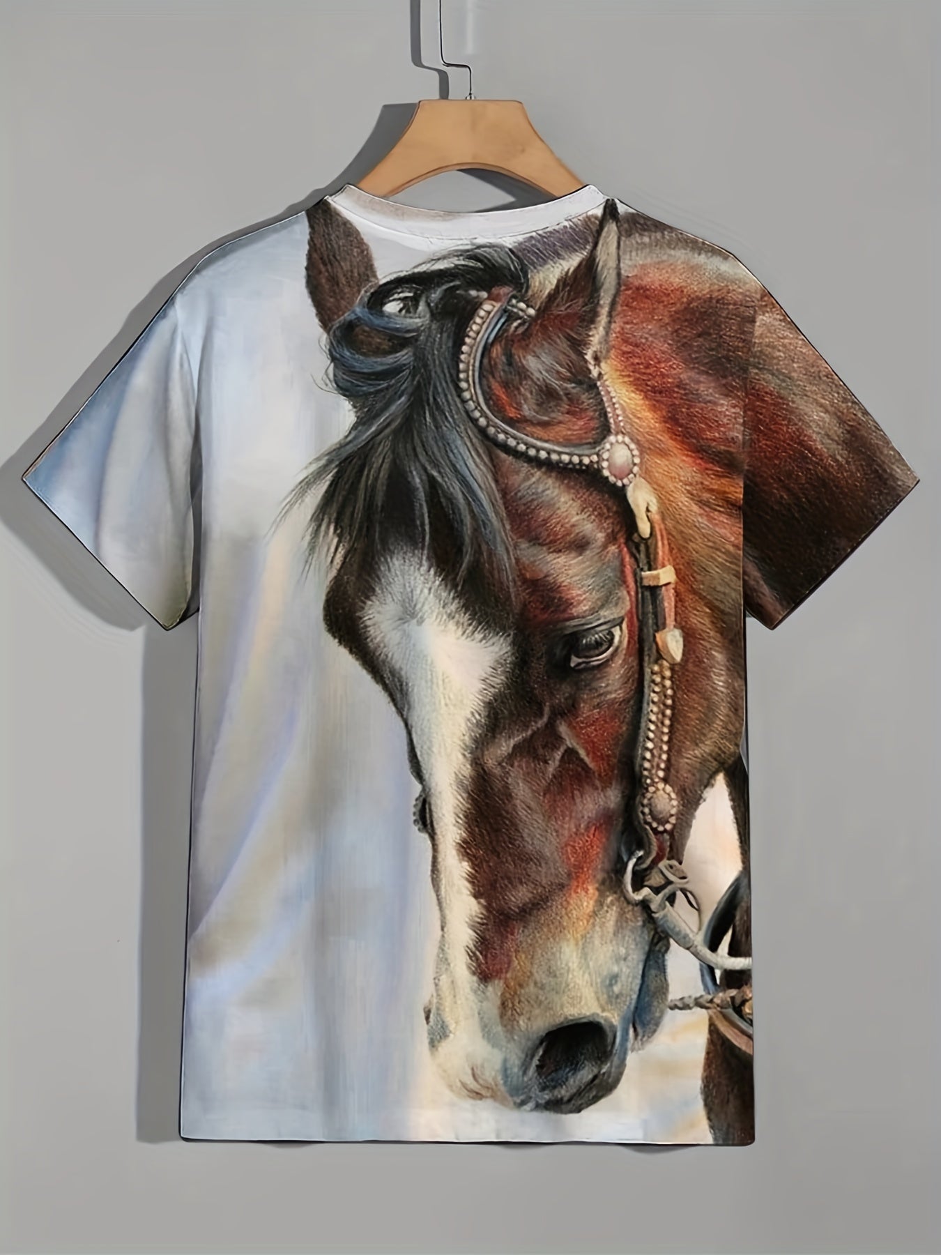 Men's Horse Graphic T Shirt 3D Print Active Stretch Short Sleeve Tee