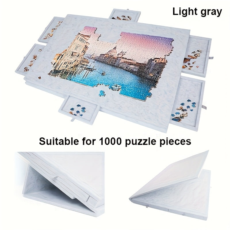 Portable Puzzle Table with Stand and 6 Drawers