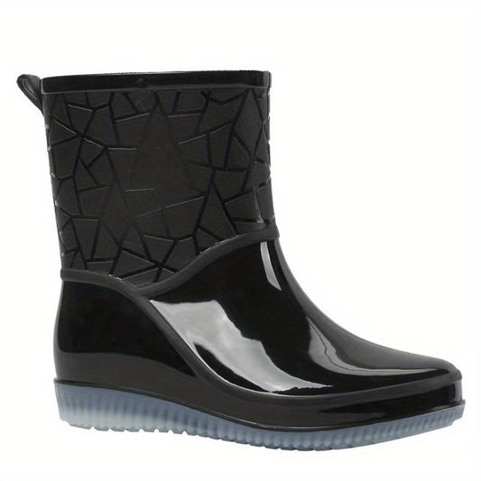 Women's Waterproof Rubber Rain Boots Slip On Outdoor Shoes