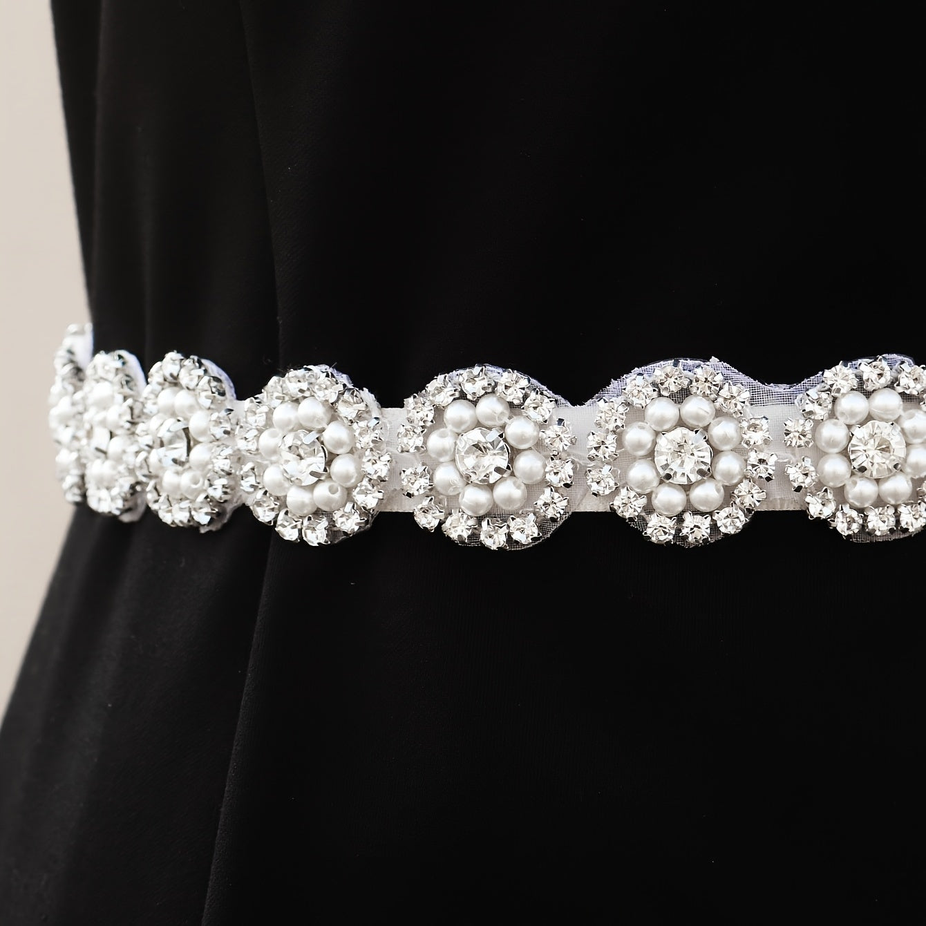 Crystal Rhinestone Bridal Belt with Organza Ribbon