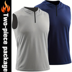 Men's Quick Dry Hooded Sleeveless Shirt For Workout Athletic