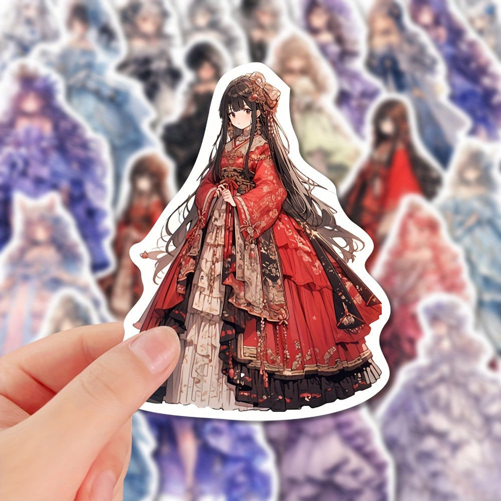 48pcs Girls Formal Dress Stickers Pack Kids Laptop Luggage Notebook Decoration