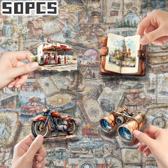 50pcs Vintage Travel Stickers for Luggage Water Bottle