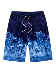 Palm Trees Ombre Print Casual Summer Pool Beach Shorts Men's Lounge Shorts