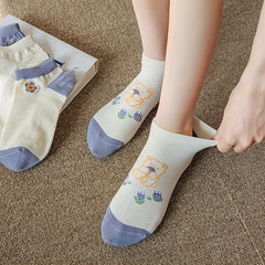 Floral Print Sweet & Low Cut Socks Women's Stockings