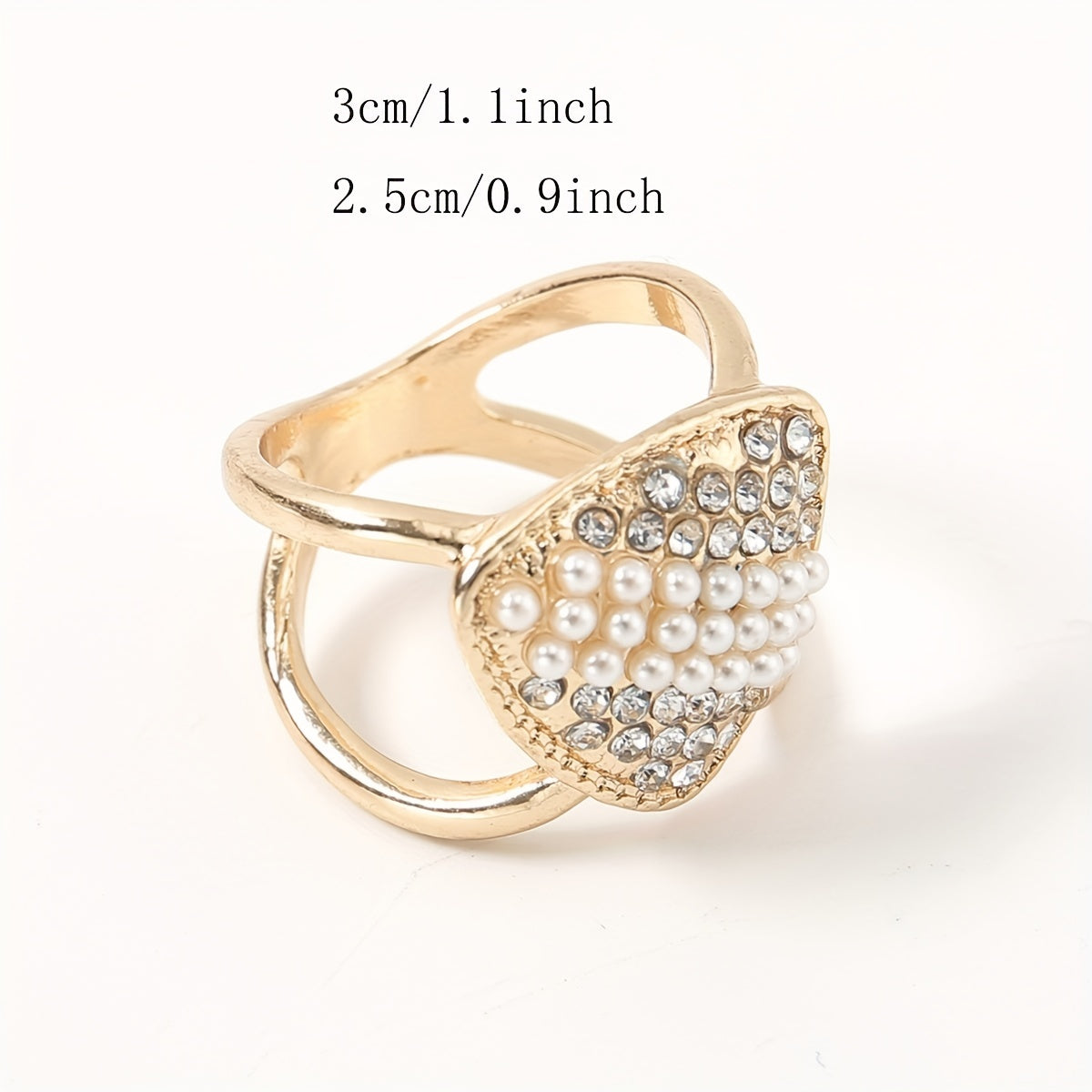 Golden Metal Scarf Ring with Faux Pearl for Women
