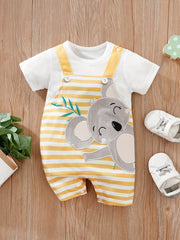 Baby Boys Koala Graphic Striped Romper Jumpsuit Clothes