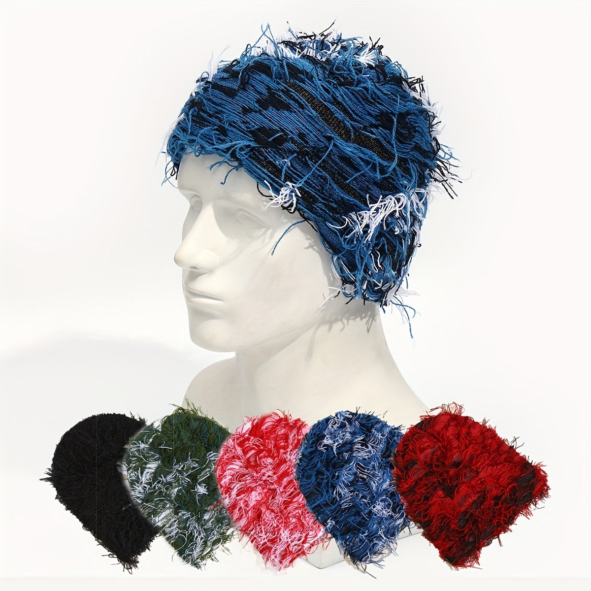 Unisex Tassel Balaclava Hip Hop Knitted Beanie Cap Candy Y2K Skull Hat