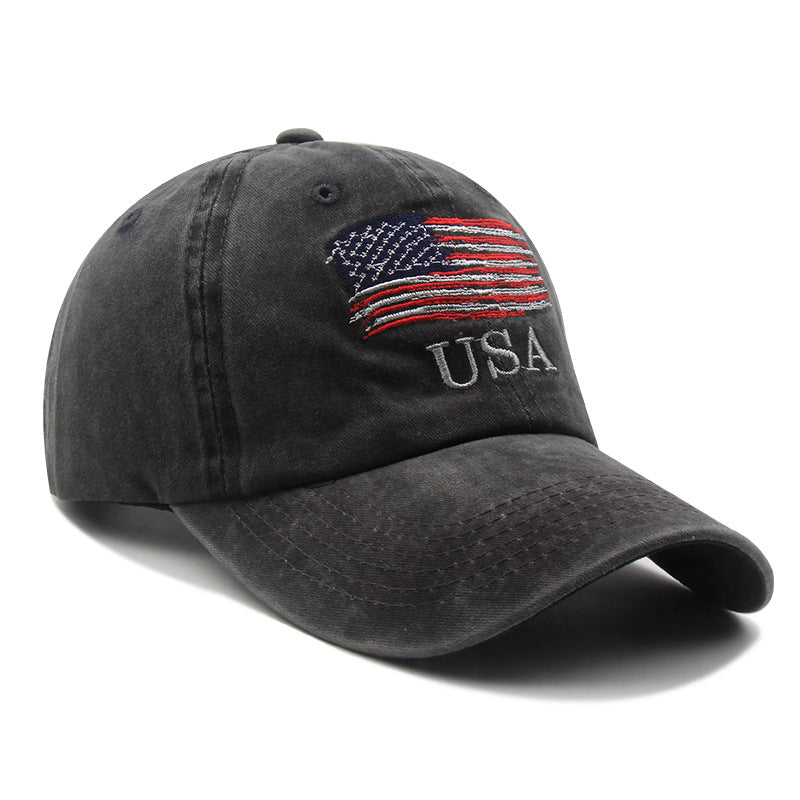 Washed Vintage American Flag Baseball Cap Men's Hat