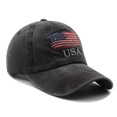 Washed Vintage American Flag Baseball Cap Men's Hat
