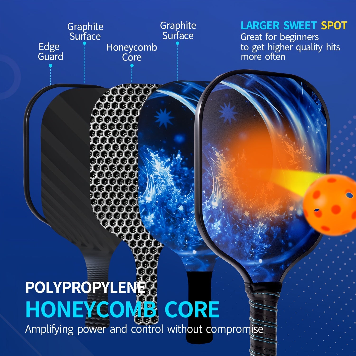 Carbon Fiber Paddle Set, Balls & Bag Pickleball Paddle Halloween