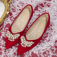 Pearl & Rhinestone Pointed Toe Flats