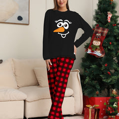 Christmas Print Pajama Set Top & Plaid Pants Women's Sleepwear