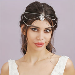 Crystal Head Chain Bride Headdress Pendant Accessory for Women