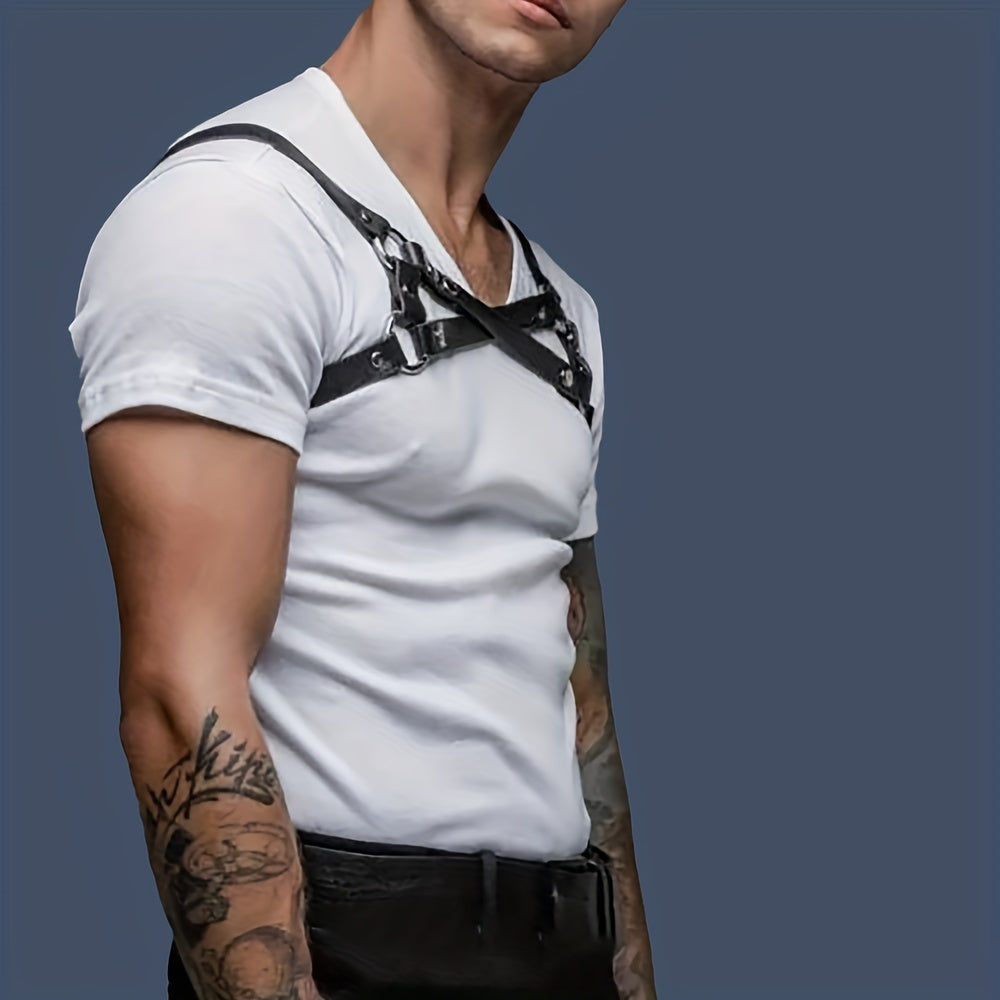 Men's PU Leather Body Chest Belt Harness for Party Costume Club