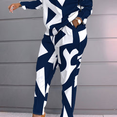 Geometric Print 2pcs Set Women's Plus