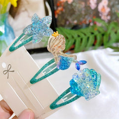 Transp Mermaid Hair Clip Star Shell Side Clip