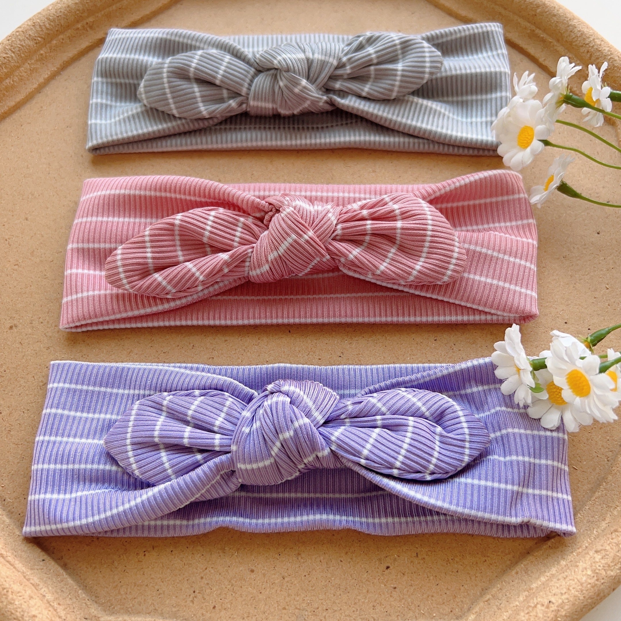 3pcs Striped Bowknot Hair Band Headbands for Baby Girls
