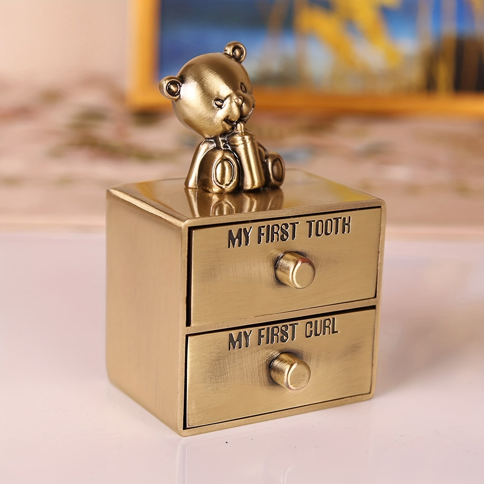 Baby First Tooth And Curl Metal Keepsake Box