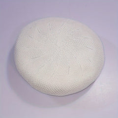 Casual Crochet Beret Solid Mesh Breathable Beanie Octagonal Hat Vintage