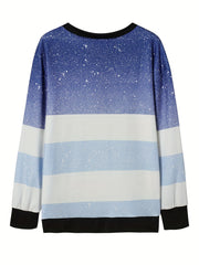 Block Zip V Neck Sweatshirt for Women