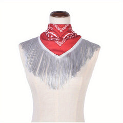 Sequin Bachelorette Bandanas Cowgirl Fringe Neckerchief Tassel Trim