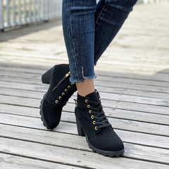 Chunky Heeled Ankle Boots Side Zipper Oktoberfest Dress Shoes
