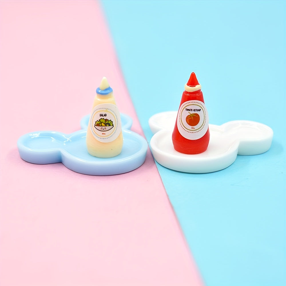 10 Pcs Food Play DIY Toys for Kids Ketchup Bottle Salad Dressing Kitchen Set