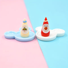 10 Pcs Food Play DIY Toys for Kids Ketchup Bottle Salad Dressing Kitchen Set