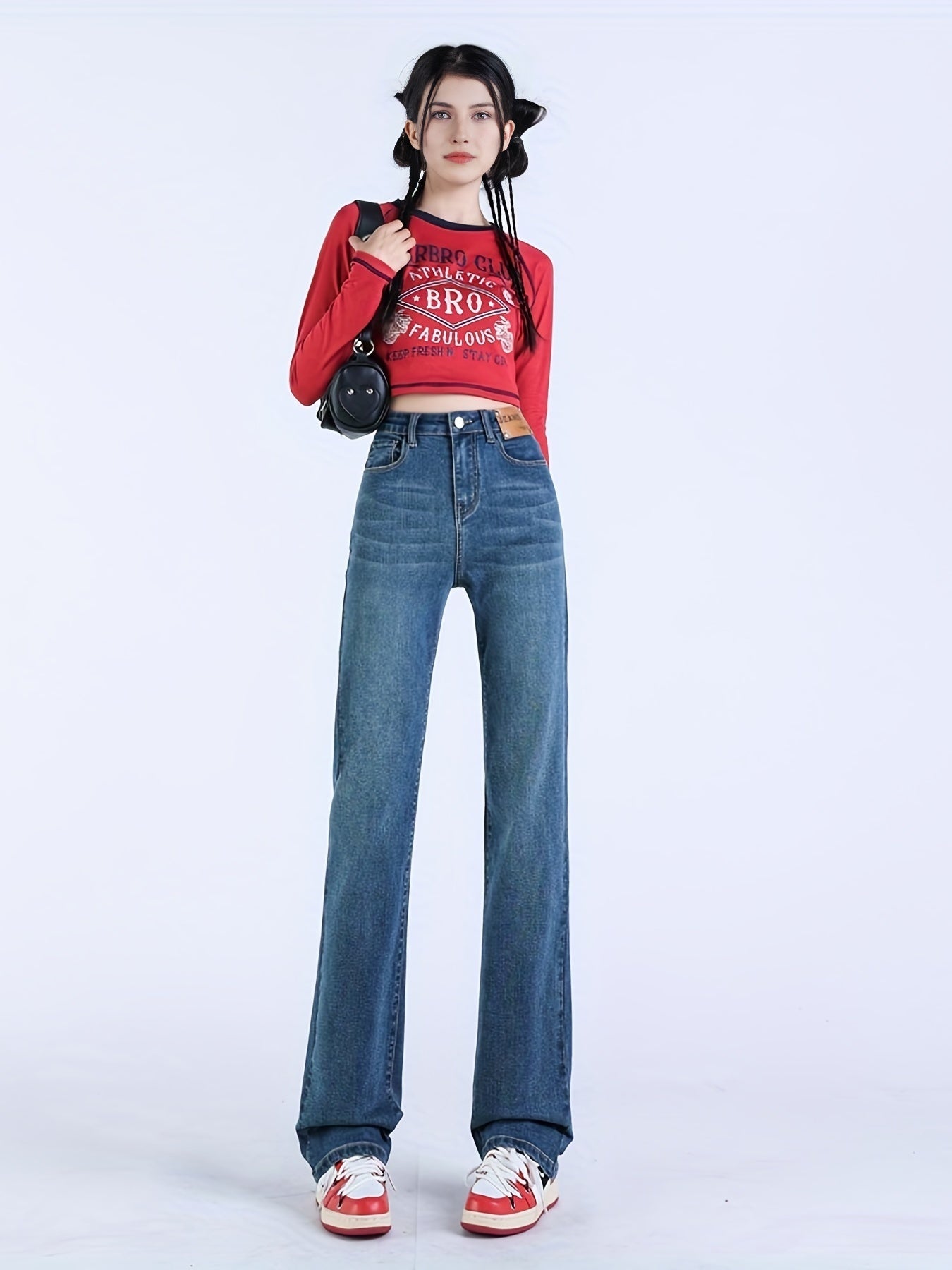 Casual High Waist Wide Leg Jeans