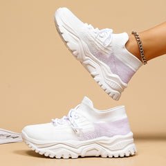 Women's Purple Chunky Sneakers Lightweight Slip On Sock Sneakers