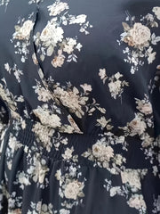 Women's Plus Floral Print Long Sleeve Dress With Belt