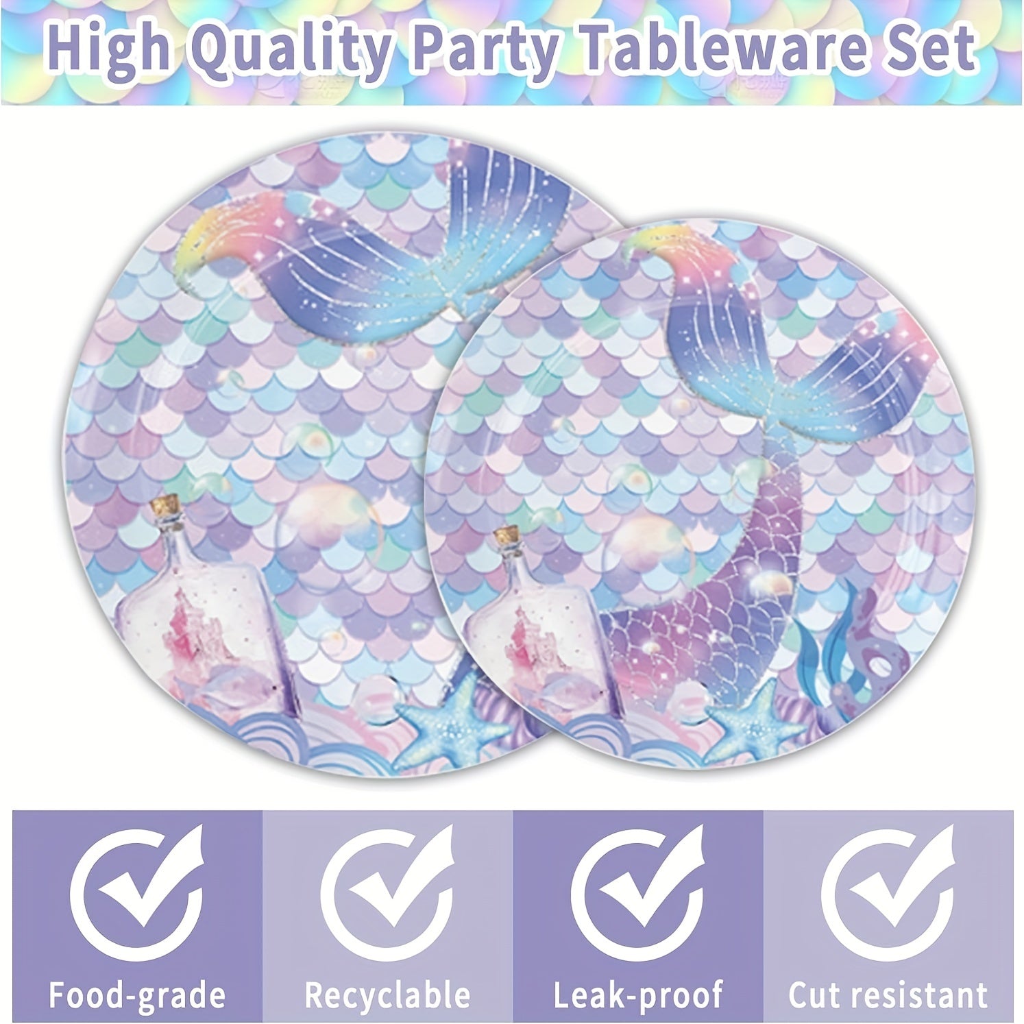 50pcs Ocean Theme Party Supplies Plates and Napkins Set for Birthday Party
