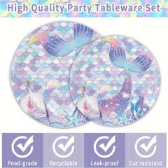50pcs Ocean Theme Party Supplies Plates and Napkins Set for Birthday Party