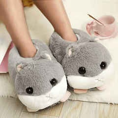 Women's Cartoon Hamster Slippers Plush Slip On Shoes