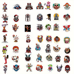 50pcs Horror Joker Vinyl Stickers for Water Bottles Laptops Mobile Phone