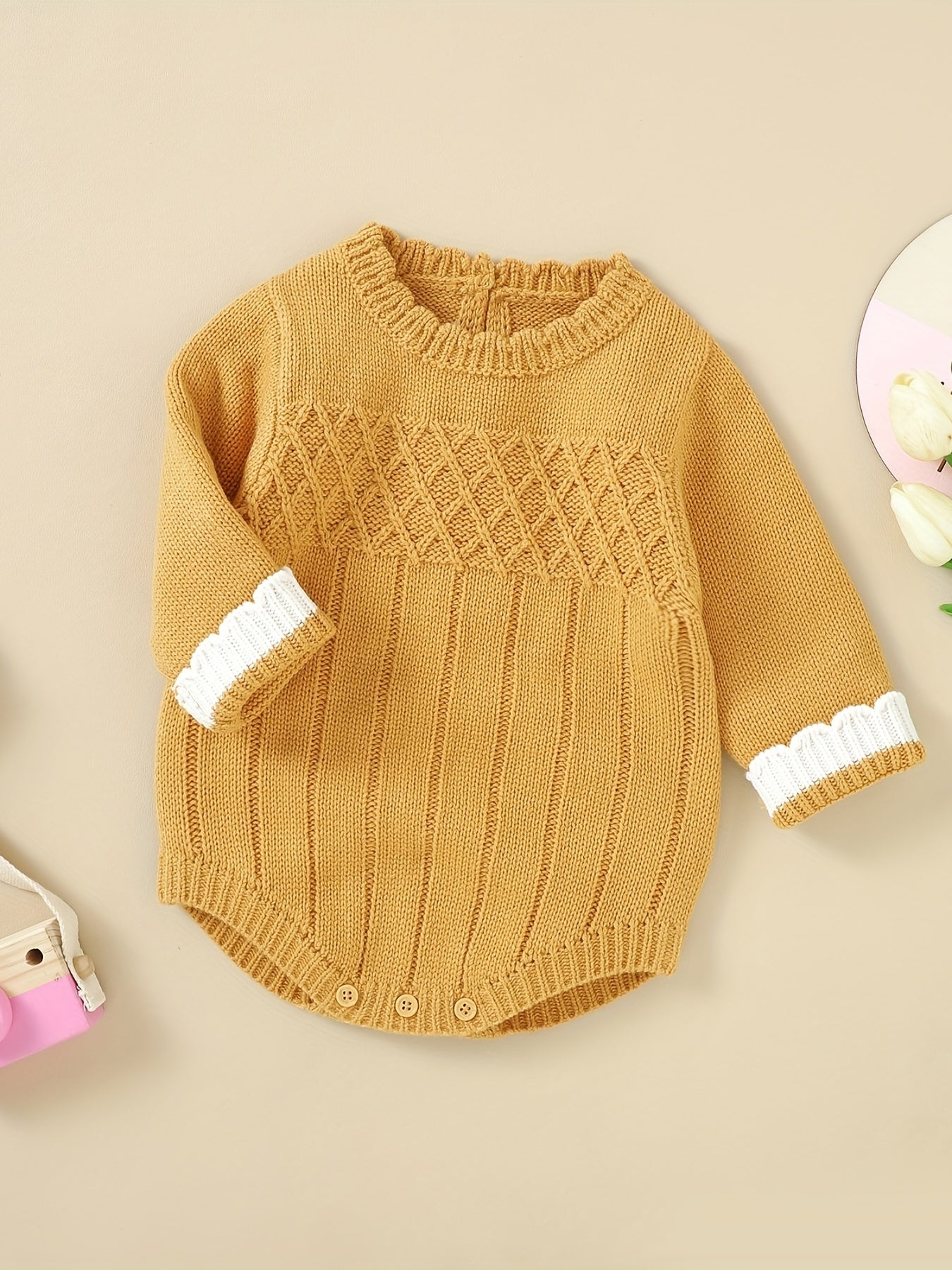 Baby Triangle Jumpsuit Girl Long Sleeve Knitted Sweater Romper