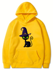 Kitten Witch Hat Hoodie Girls Halloween Top Kids Gift