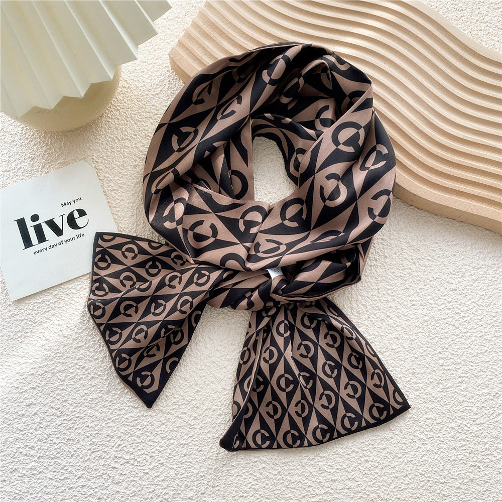 Men's Long Silk Scarf for Casual Business Wear