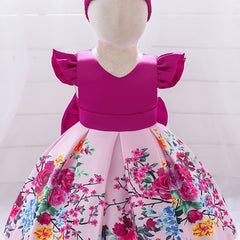 2pcs Baby Girls Floral Graphic Print Princess Dress Set