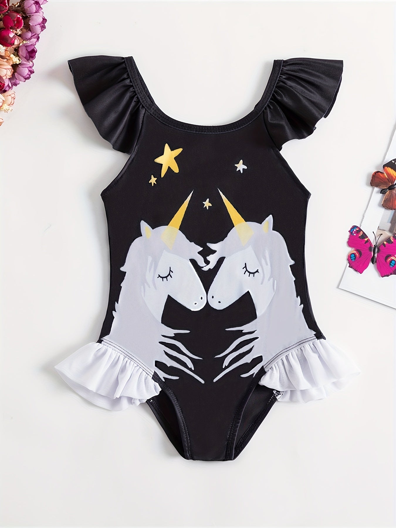 Toddler Girls Unicorn One Piece Swimsuit for Pool Party Beach Swimwear
