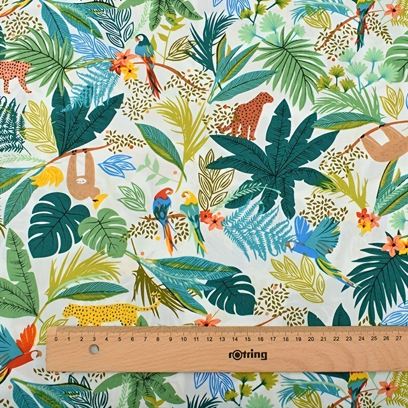 7pcs Rainforest Plant Pattern Cotton Fabric for DIY Doll Bedding Patchwork