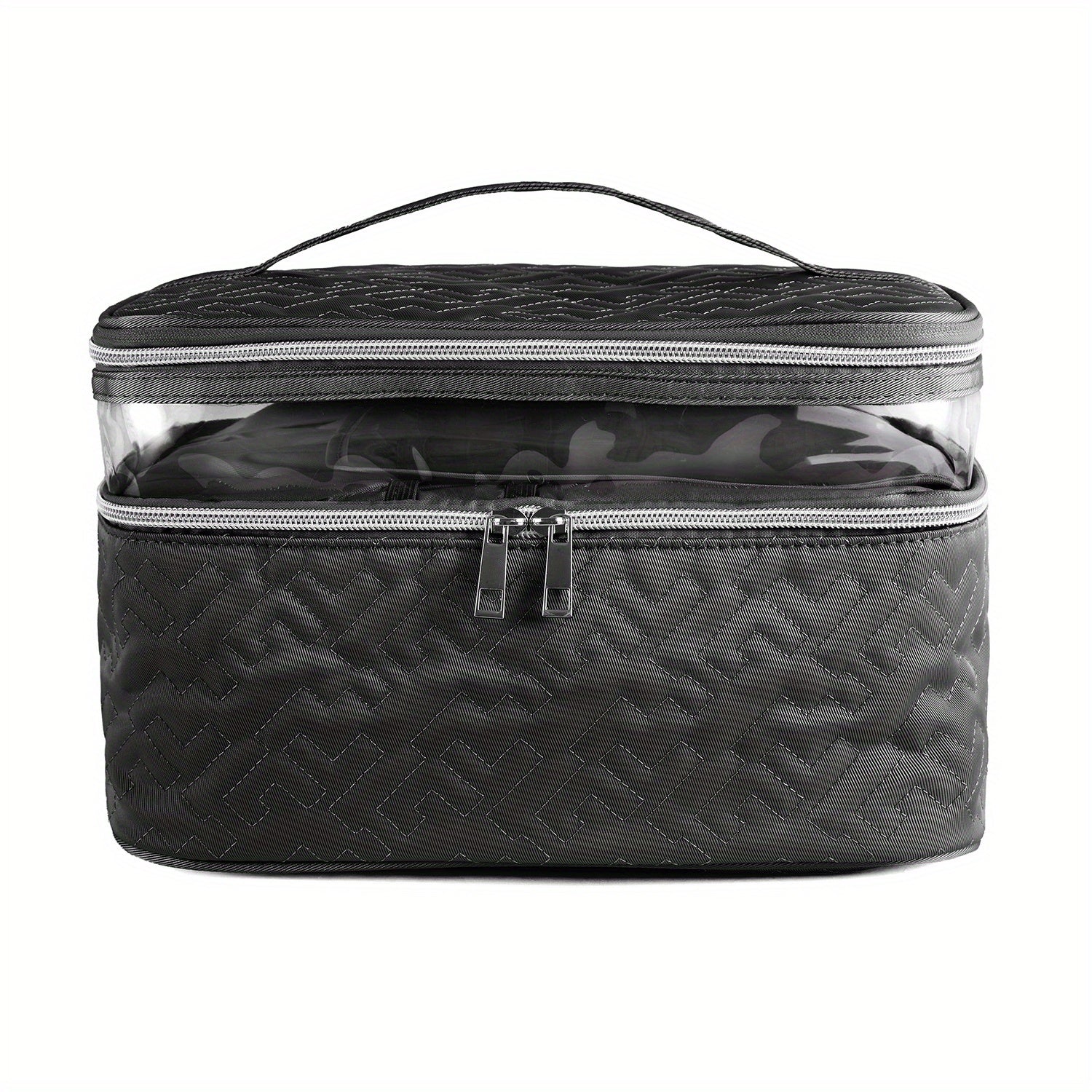 Double Layer Makeup Case With Handle Portable Cosmetic Organizer