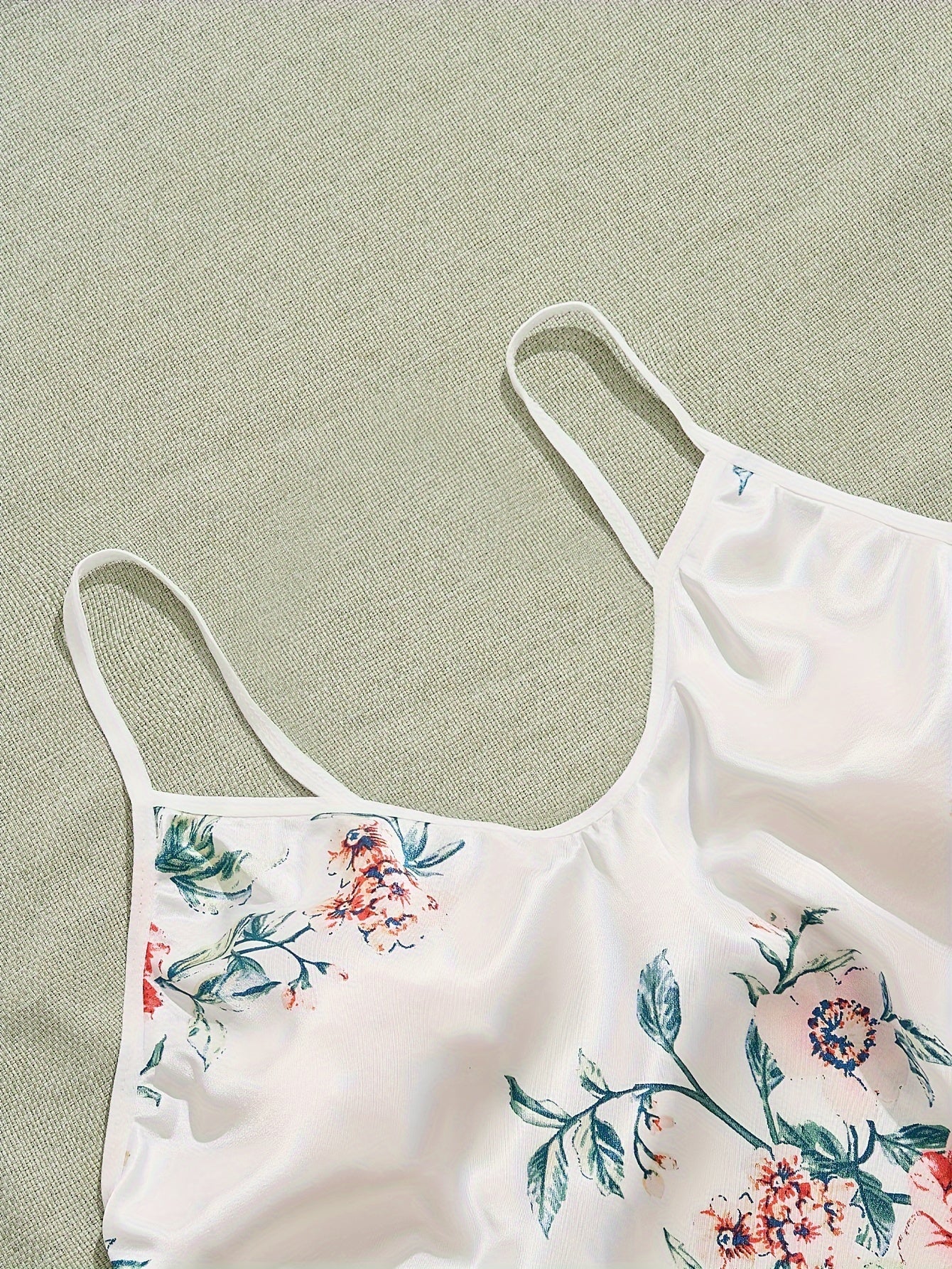 Floral Print Satin Nightdress Spaghetti Strap Sleep Dress Women's Sleepwear