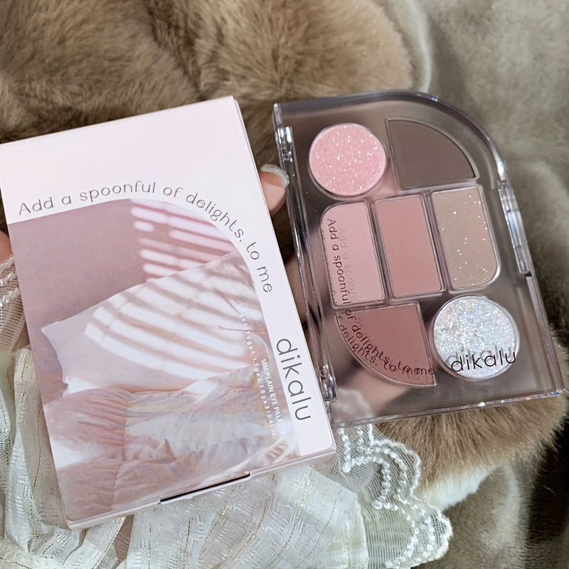 7 Colors Matte Pearly Finish Eyeshadow Palette Earth Tones Daily Makeup