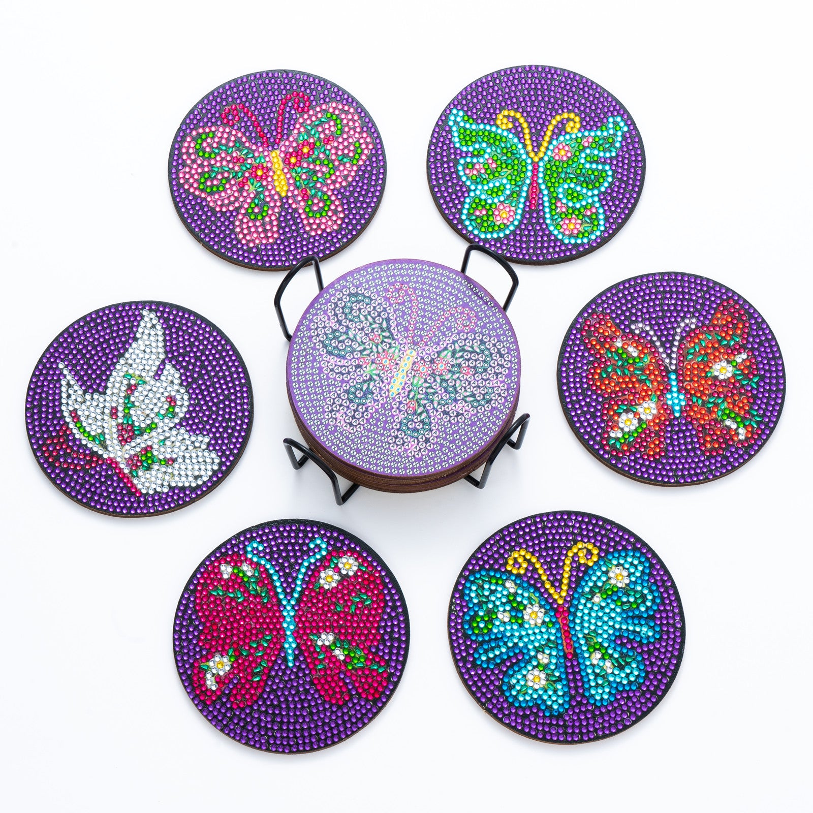 6pcs Butterfly Diamond Painting Coasters DIY Kit
