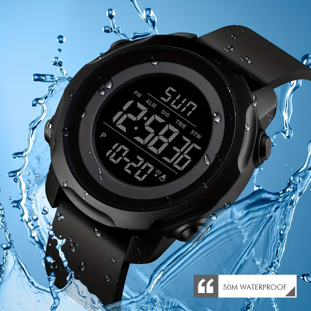 Unisex Waterproof Digital Sports Watch Alarm LED Backlight
