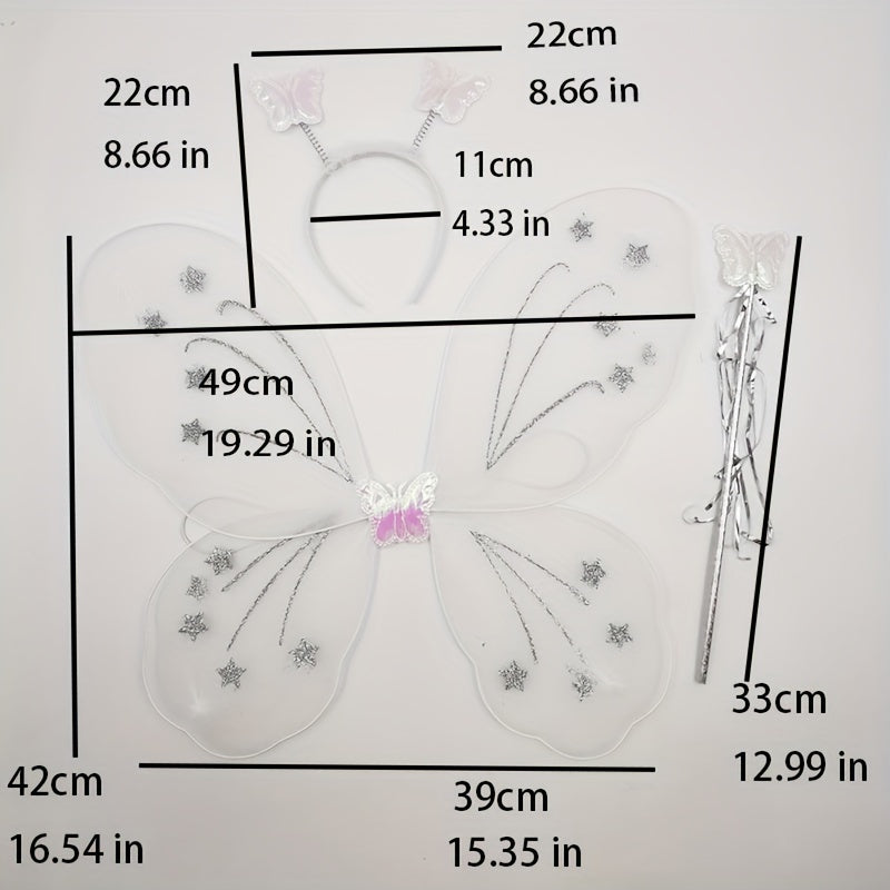 Fairy Butterfly Wings Headband Wand Set Halloween Costume Props